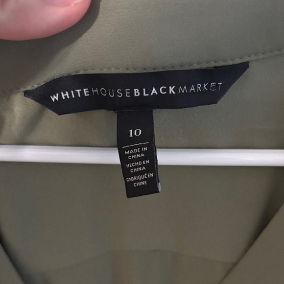 White House Black Market Olive Long Sleeve Dress, high/ low - Picture 3 of 4